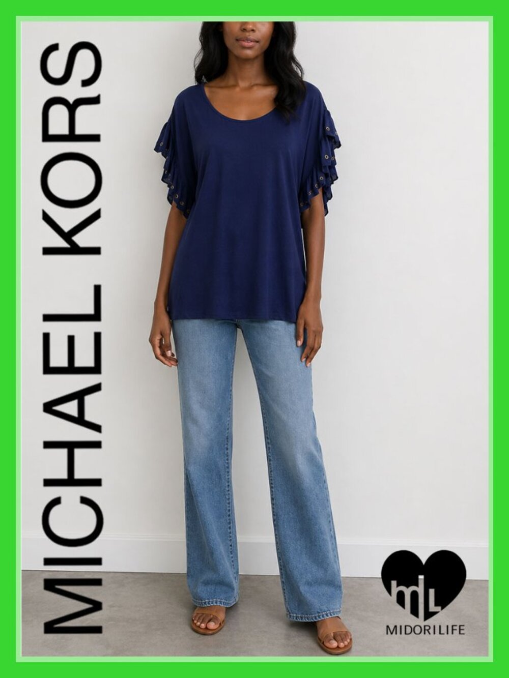 MICHAEL MICHAEL KORS Grommeted Ruffle Sleeve Blouse